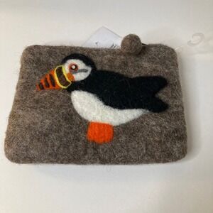 Woolkan Handmade Woolen Felt Puffin Wallet 4x 6"